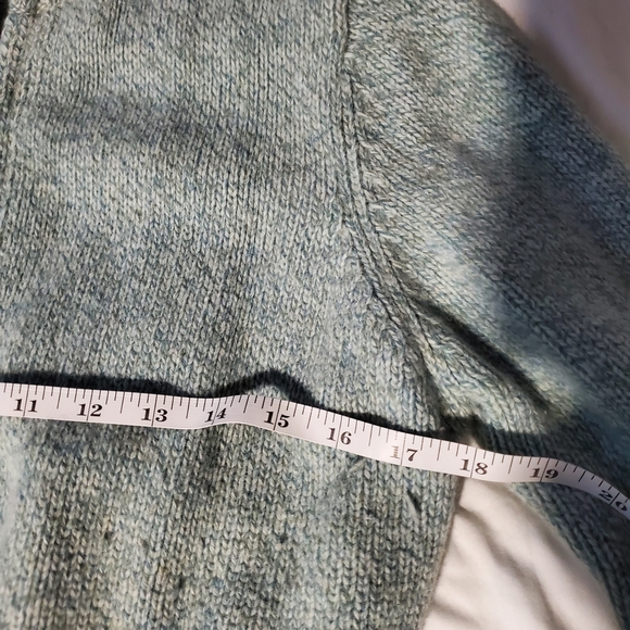 L.L.Bean Lambswool Angora Zip Cardigan Sweater Green Mock Neck Women M Soft Cozy - Picture 5 of 6